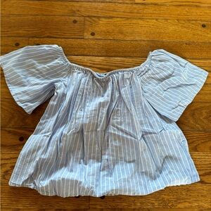 Express Pinstripe Butterfly Sleeve Top XS